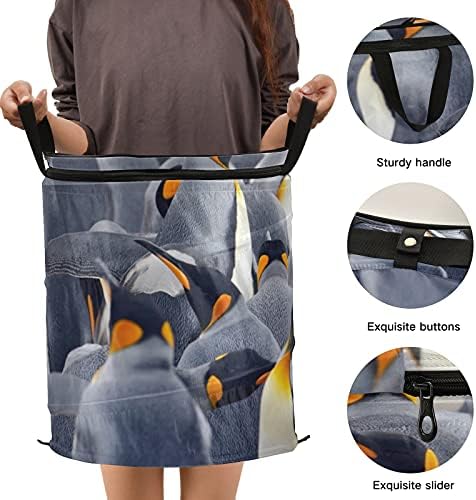 King Penguin Birds Pop Up korpa za veš sa poklopcem sklopiva korpa za odlaganje sklopiva torba za veš za apartmanske putne piknike