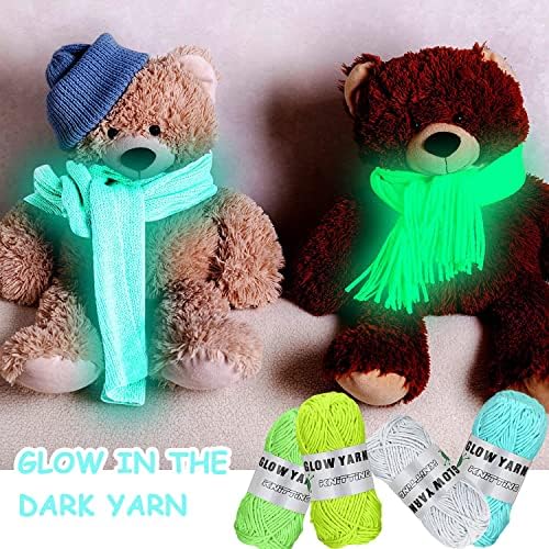 4 kom Glow in The Dark Yarn, DIY Glow Yarn za pletenje Luminous Yarn za heklanje šivaće potrepštine za heklanje za DIY Arts, Crafts