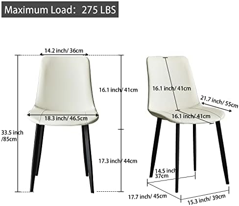 Ironalita bijele trpezarijske stolice Set od 4, moderne stolice od umjetne kože srednjeg vijeka sa metalnim nogama stolice, kuhinjske