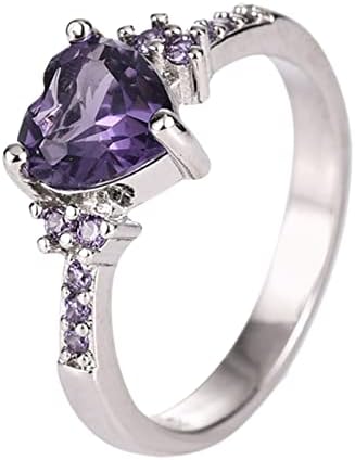Dijamantni Cirkon u obliku srca ametist prsten ženski stil Cirkon prsten Nakit veličine 9 prsten Set
