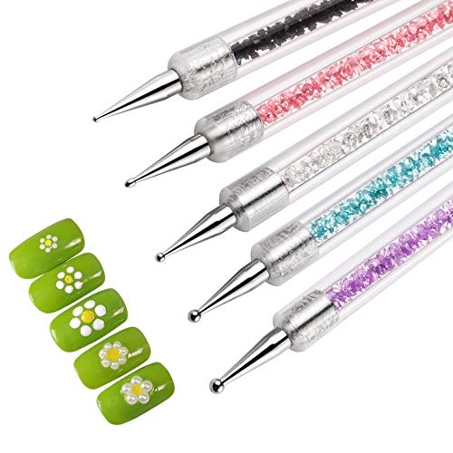5 paketa četkica za nokte dizajn Pen Crystal Nail Art Liner Polish Thin Pen Brush, dvostruki završni kistovi za nokte Diamond Picker