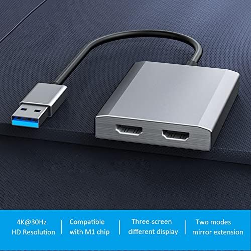 WJESOG USB 3.0 do Dual HDMI Adapter i Windows i Mac OS sistemi mogu podržati režim preslikavanja i proširenja, kompatibilan sa M1