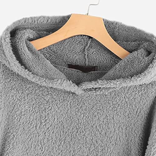 Ženski džemperi 2023 Fleece Embloidery Cat uho plus veličine Duksev džep gornji džemper bluza proljeće