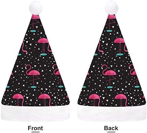 Geometrija Flamingo Božićni šešir Santa Claus šeširi kratki pliš sa bijelim manžetama za muškarce žene Božić dekoracije za prazničnu