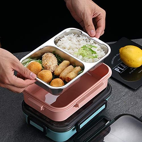 Vrijedno za ručak od nehrđajućeg čelika, 2 dijela, držite hranu odvojenu, metalna bento kutija sa izoliranim torbom za ručak prijenosni