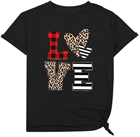 Ženske majice kratkih rukava Valentines Fashic Grafički teže Dreski bluze Crewneck Loop Fit Basics Majica Crop Top