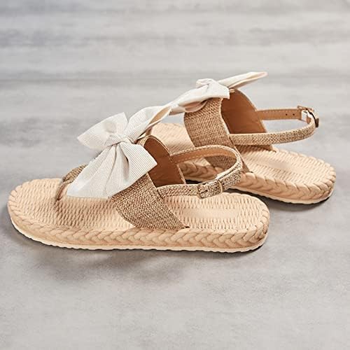 Kućni papuče za ženske cipele za plažu tkanje kliznih prozračnih nožnih prstiju ravnih papuča ženski luk otvorene ljetne sandale