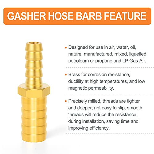 GASHER 2 komada mesing crijevo Barb reduktor, 5/16 inča do 1/4 inča Barb crijevo ID sa 4 crijevo Clam, mesing Barb reduktor spojnica