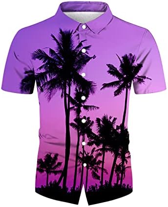 FrostLuinai Men Havajske majice Havajske kratke rukave Letnje tropsko grafičko casudno dugme dolje na plaži Odmor