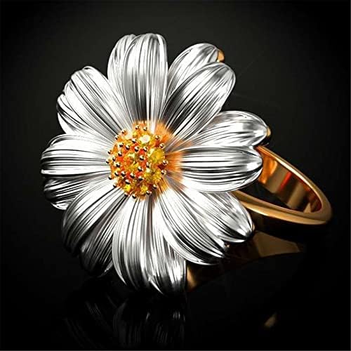 Pozlaćeni cirkonij Super zaručnički prstenovi za žene izvrstan prsten u dvostrukoj boji little Daisy suncokret veličine 6 do 10 veličine