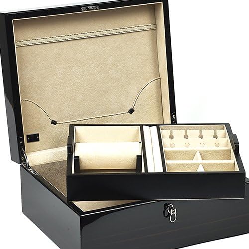 Bello Collezioni-Florentino muške / ženske polirani ebanovina Luksuzni talijanski napravio kutija za manžete, satovi & prstenovi.