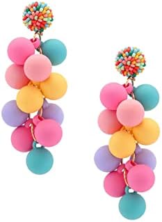 WASAIE akrilne kuglične perle Viseće naušnice za žene, šarena Izjava naušnica slatka bombona u boji Drop Dangle geometrijski nakit