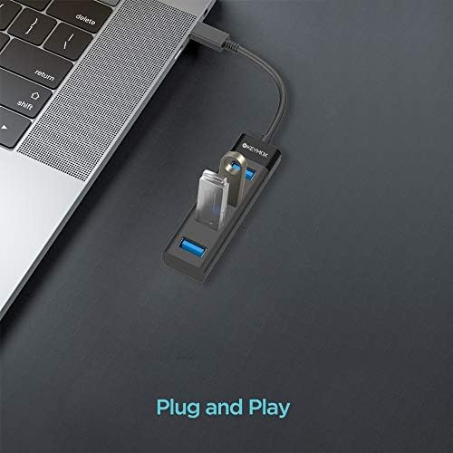 4-Port USB C Hub, KEYMOX Adapter kompaktne veličine tipa C sa 4 USB 3.0 porta USB Tip C Hub za MacBook Pro 2019/2018/2017, Google