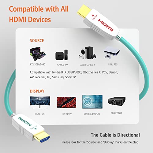 RUIPRO 8K Fiber Optic HDMI kabl 33 stopa 48Gbps 8K60Hz 4K120Hz Dynamic HDR Earc HDCP2.2 / 2.3 za RTX4080 / 4090/3080/3090, Xbox S