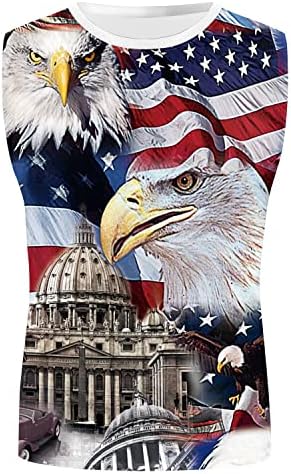 Muška 4. jula američka zastava Tshirt kompresijske majice Tank Tops vježbanje bez rukava atletsko trčanje Dry Fit Top