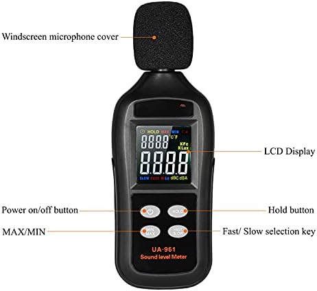 Asuvud digitalni mjerač nivoa zvuka LCD 35-135DB Mjerni instrument za mjerenje buke mjerenje instrument za nadzor decibela sa režimom