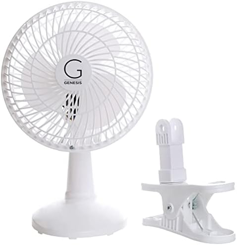 Genesis 6-inčni Clip Convertible Tabela - Top & Clip Fan dva mirna brzina-idealno za dom, ured, spavaonica, više bijele