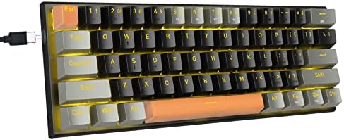 E-Yooso 60% mehanička tastatura, plavi prekidači Mehanički igrački tastatura žičana sa LED pozadinskim osvetljenjem, ultra-kompaktno