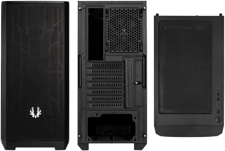 Bitfenix Nova Mesh SE TG PC Case za igre sa 2 crne ventilatore, ATX / Micro ATX / Mini ITX / kaljeno staklo, crna