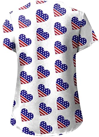 Bluza od 4. Jula za žene američka zastava ljetni kratki rukav v majica sa izrezom sa 2 džepa smiješna praznična Ležerna radna odjeća