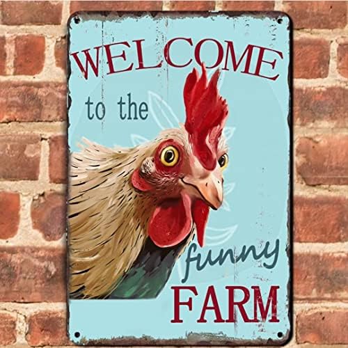 Vintage Tin Poster Dobrodošli na Funny Farm Country Vikendica Chicken Coop Metal Tin znak Retro Metal Tin Znakovi umjetnost Početna