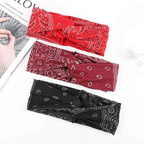 Chicque Boho trake za glavu rastezljive štampane trake za kosu Yoga Workout Scarfs za žene i djevojčice 3kom