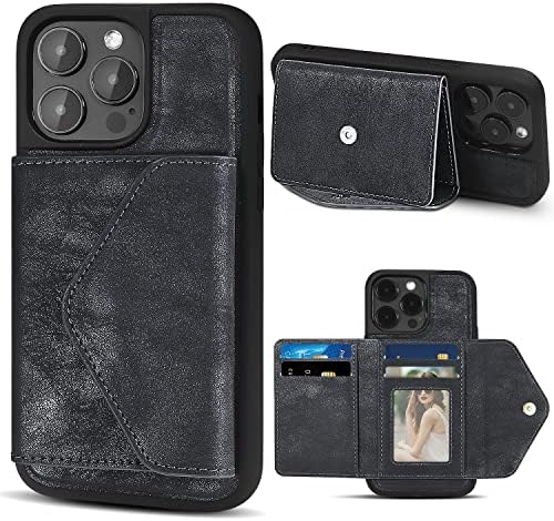 Wrukklca kompatibilna sa futrolom za iPhone 14 Pro Max Novčanik, PU kožna futrola za telefon sa držačem za kartice, magnetna kopča