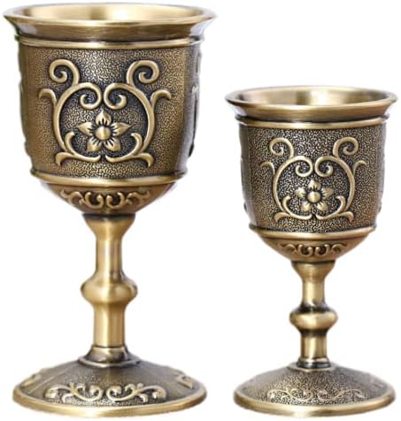DaZhan Archaize metalne čašice za pehar za pehar-Srednjovjekovna Vintage reljefna čaša za vino od likera za prikupljanje ukrasa za