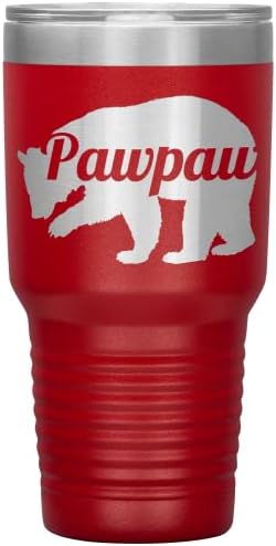 Pawpaw medvjed Tumbler - Pawpaw poklon-30oz izolovana gravirana čaša od nerđajućeg čelika Pawpaw čaša Crna