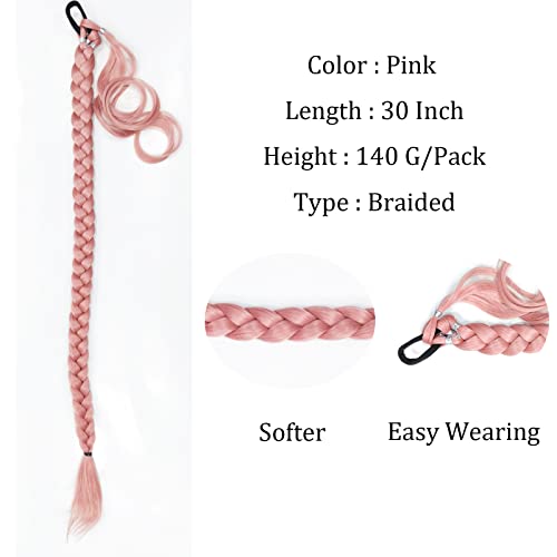 2 paket Pink pleteni rep produžetak za crne žene sintetički omotati rep dugo pleteni rep ekstenzije za kosu za crne žene