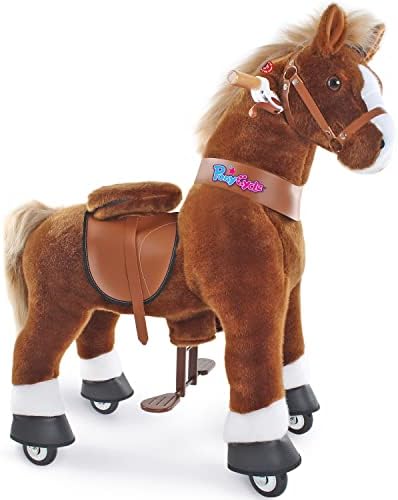 PonyCycle zvanična klasična serija u Ride on Horse Toy Plišana životinja za hodanje smeđi konj Veličina 4 za uzrast 4-8 Ux424