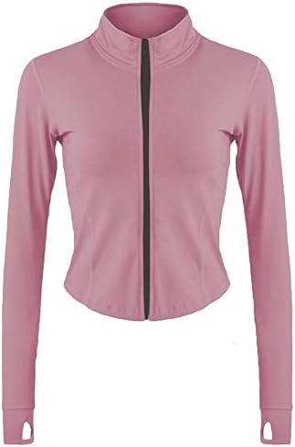 LViefent ženske lagane pune zip trčanje jakna za trčanje Slim FIT YOGA Sportwear s rupama s palcem