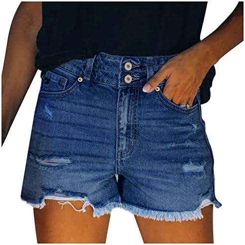 Ženski gumb kratke traperice Casual High Rid Ripped Jean Shorts sirovi hem traper ljeto vruće šorc sa džepovima