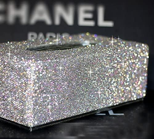 TISHAA BLING Držač tkiva - ukrasni poklopac Dispenser Lica pravokutni sjajni dijamantski kristal Rhinestone kupaonica Vanity Countertop