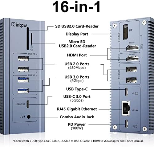 USB C priključna stanica sa USB A 3.0 kompatibilnošću, dual 4k @ 60Hz & Single 5K @ 60Hz monitor za zaslon za Mac & Windows i Chrome