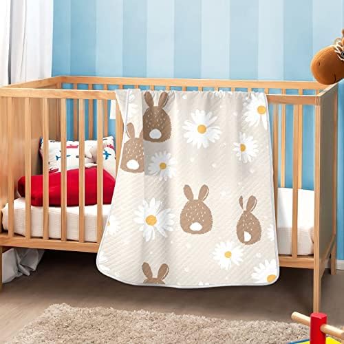 Swaddle pokrivač zečje daisy pamučna pokrivačica za dojenčad, primanje pokrivača, lagana mekana prekrivačica za krevetić, kolica,