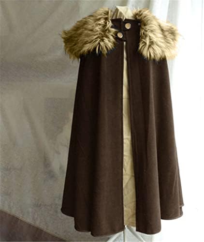 Hhappy Cloak kaput za muškarce Zimska topla gotička vuna Faux krzno ovratnik Long Cape ogrtač vintage igra prestone