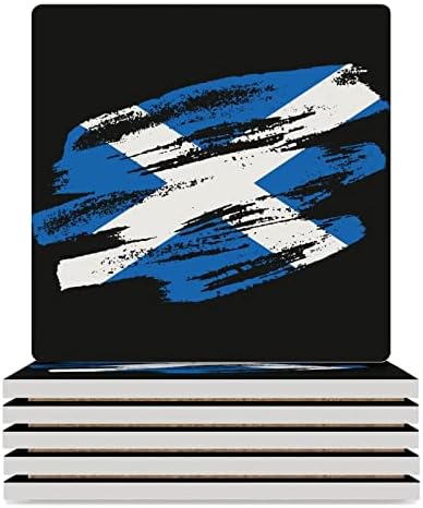 Vintage škotska zastava podmetači za piće kvadratna keramička čaša s Corkom bazom 6pcs