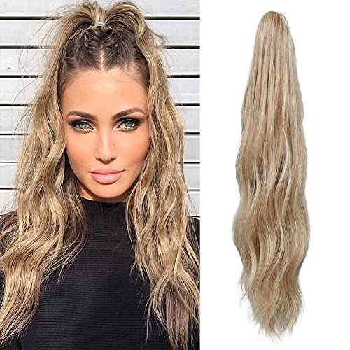 Lommel rep Extensions Claw Clip rep Extensions for Women 20 Inch Long Wavy rep Extensions Fluffy Synthetic Ponytail Hairpiece Natural