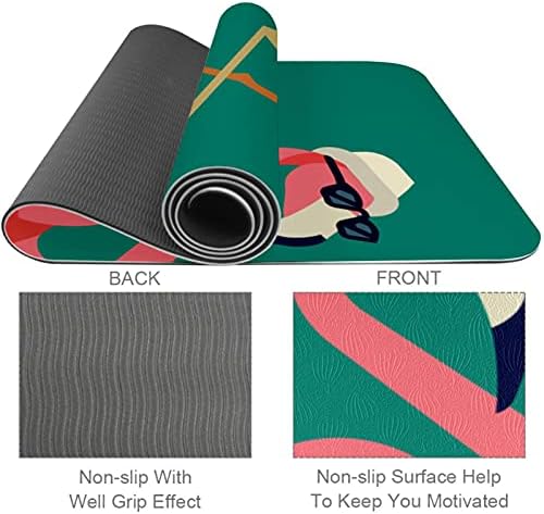 Siebzeh Flamingo Pattern Premium Thick Yoga Mat Eco Friendly Rubber Health & amp; fitnes Non Slip Mat za sve vrste vježbe joge i pilatesa