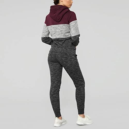 SERYU Ženska odjeća od 2 komada Stripe Patchwork trenirka dugi kratki rukavi pulover Duks Skinny pantalone Set trenerke