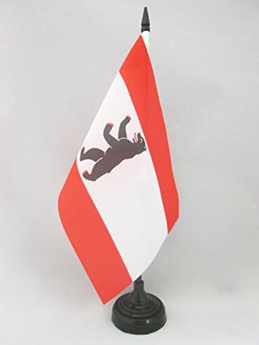 AZ zastava Berlin stolna zastava 5 '' x 8 '' - Njemačka - njemačka regija Berlin stol zastava 21 x 14 cm - crna plastična stick i baza