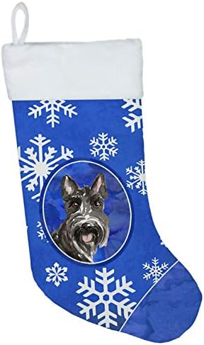 Caroline's bysures CK3903CS škotski terijer zimski pahulji božićne čarape, kamin Viseći čarape Božićna sezona Dekor zabave Obiteljski