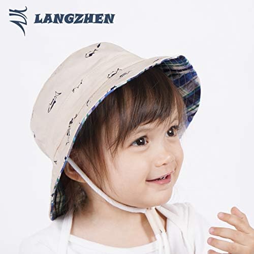 LANGZHEN šešir za zaštitu od Sunca za djecu male dječake djevojčice Široki obod ljetni šešir za igru pamučni šešir za bebe sa remenom