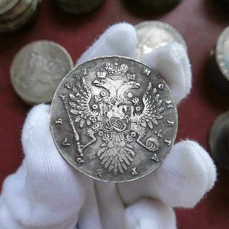 1737 Ruski bakar Europska Anna i Ivanovna antikne srebrna kovanica Rublja kovanica strana valuta
