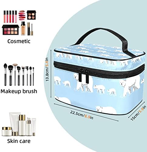 Mala šminkarska torba, patentno torbica Travel Cosmetic organizator za žene i djevojke, porodični uzorak životinja polarnog medvjeda