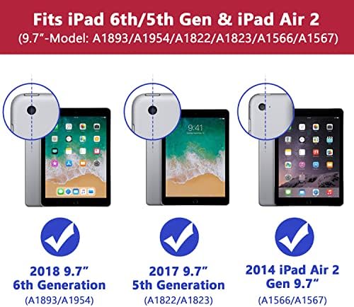 Grifobes za iPad 6th/5th generacije Cases 2018 / 2017, iPad Air 2 Case 2014 9.7 inch, Heavy Duty Shockproof robustan zaštitni iPad