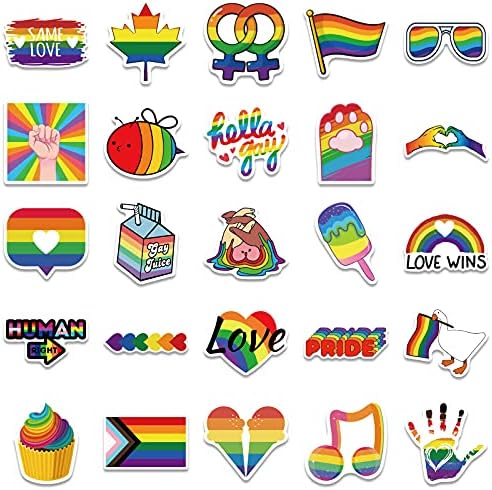 Gay Pride naljepnice Pakiranje Bulk50pcs Estetske gay naljepnice LGBTQ vinilne vodootporne naljepnice Rainbow pruga svijetla naljepnica