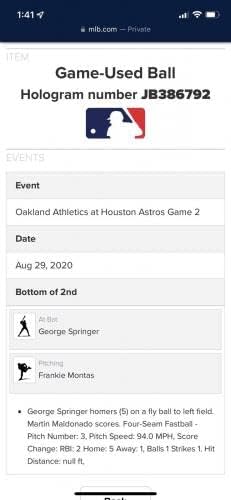 George Springer Houston Astros Igra Rabljena kućna baseball 165. karijera HR MLB - MLB igra Rabljeni bejzbol