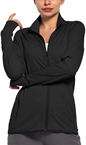 Ženska upf 50+ Sun UV zaštitna majica dugih rukava lagani SPF / UV trčanje pješačke atletske jakne sa džepovima sa zatvaračem